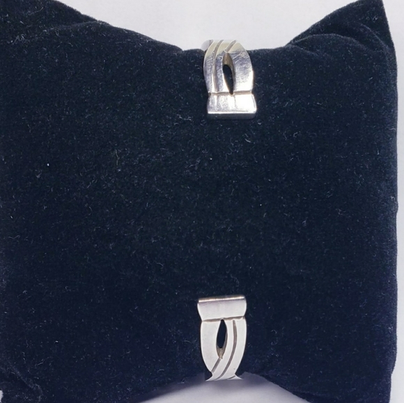 Sterling Silver Solid Mexico Taxco Cut-out Adjustable Cuff Bracelet 7.25 - Picture 6 of 6